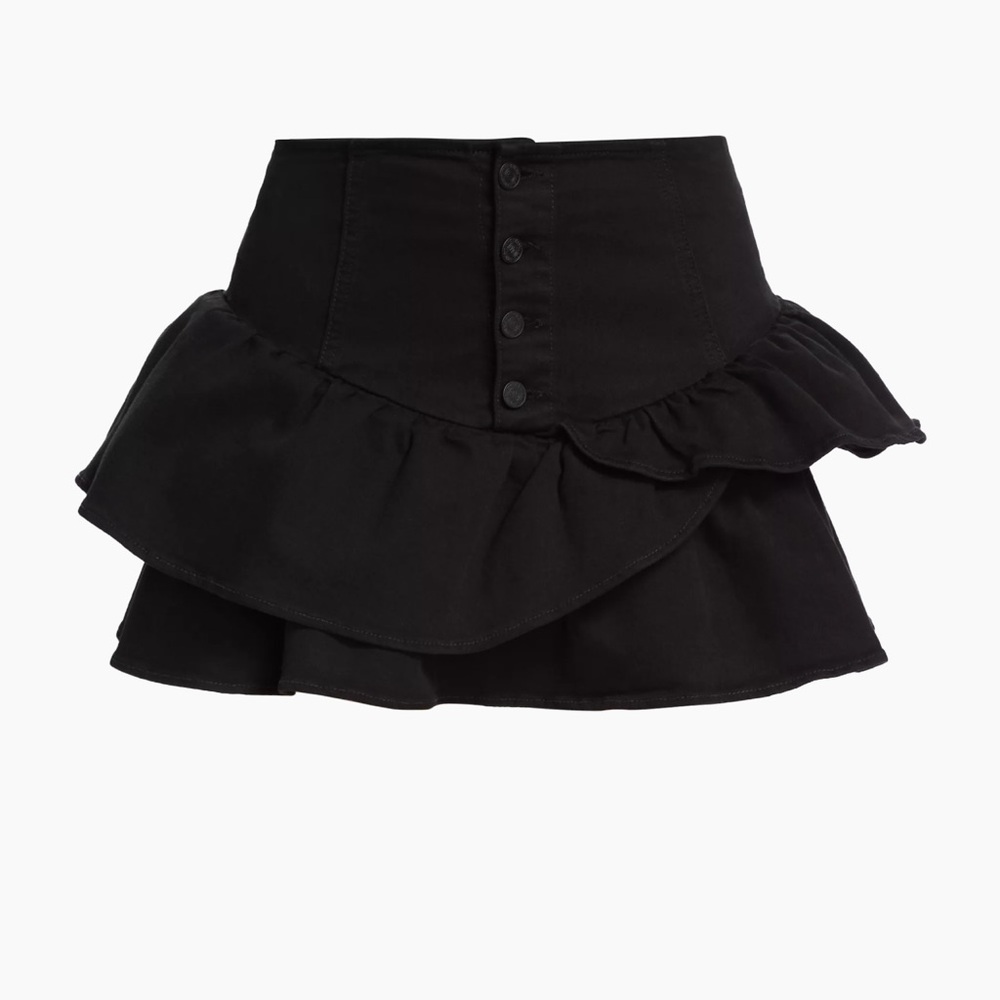 Mother Black Pixie Minx Ruffled Miniskirt